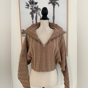 JLUXLABEL Tan Cable Knit Cowl Sweater